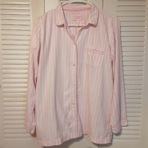 Victoria's Secret pink & white striped pajama set - Picture 2 of 9